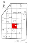 Map of Butler Township, Butler County, Pennsylvania Highlighted